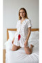 Women's Milan Fabric Cherry Pattern Pajama Shorts Set Short Sleeve Underwear - 5
