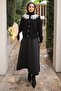 Black Collar Lace Detailed Buttoned Knitwear Cardigan - 2