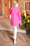 Fuchsia Crew Neck Cold Thread Knitwear Tunic - 3