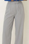 Women's Gray Stretch Fabric Pleated Velcro Closure Palazzo Pants Arm-26K001059 - 4