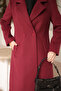 Burgundy Double-Breasted Collar Lined Cashmere Coat - 3