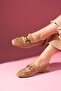 Arven Mink Suede Loafer Ballet Flats with Gold Buckle