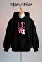 Love Printed Cotton 3 Thread O Oversized K Hooded Sweatshirt