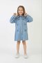 Girl's Rabbit Embroidered Blue Color Denim Dress - 3