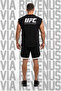 Ufc Ultimate Printed Black Sleeveless T-Shirt and Piped Jersey Fabric Sports Shorts Combination Set