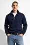Men's Half Zipper Casual Navy Blue Sweatshirt