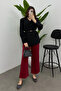 Women's Burgundy Elastic Waist Scuba Comfortable Cut Trousers - 5
