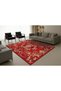 Mosso Red Themed Floral Motifs Patterned Woven Base Modern Decorative Carpet Mosso2118 - 3