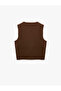 Gold Buttoned Brown Women's Vest 6Wak20046Ht - 5