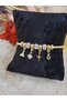 Gold Detailed Flower Themed Charm Steel Bracelet - 3