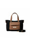 Black Hand and Shoulder Bag with Canvas Leather Pocket Detail - 4