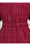 Women Belted Tweed Sheath Midi Dress - 4