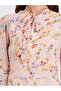 Women Floral Printed Tie-up Neck Elastic Cuff Maxi Dress - 4
