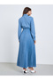 Women Blue Polka Dots Printed Pleated Maxi Dress - 5