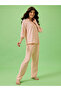 Solid Button Down Shirt and Pyjama Set - 4