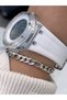 Brand Suitable for Marine Use, with Light, Stopwatch, Digital White Color Women's Wristwatch+Bracelet - 4