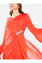 Women Draped Crystal Waist Midi Dress - 5