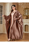 Women Solid Satin Fitted Kimono Sleeve Jalabiya - 3