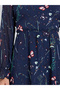 Women Floral Printed Round Neck Elastic Cuff Midi Dress - 4