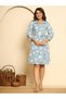 Women Blue Floral Print Cotton Mini Dress - 4