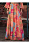 Women Orange Tie-Dye Crop Top with Anarkali Skirt Set - 5