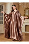 Women Solid Satin Fitted Kimono Sleeve Jalabiya - 4