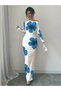 Women Floral Print Bodycon Maxi Dress - 4