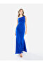 Women One Shoulder Draped Evening Maxi Dress