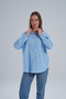 Baby Blue Flared 100% Cotton Linen Shirt - 3