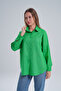 Pistachio Green Flared 100% Cotton Linen Shirt - 2
