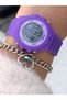 Brand Water Resist, Alarm, Lighted, Purple Silicone Cord Sports Women's Wristwatch - 5