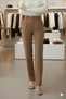 Women's Wide Leg Pants with Button Detail and High Waist Fabric Wide Leg Trousers - 3