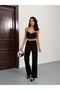 Women's High-Waist Vintage Shiny Stone Patterned Special Design Stretch Fabric Palazzo Denim Jeans - 2
