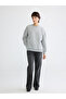 Gray Crew Neck Oversized Women's Thick Sweatshirt - 2