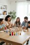 Decorative Peg Family Painting Set (6 Figures + 6 Acrylic Paints + Brush) - 5