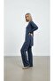 Ribbed Knit Winter Corded Fabric Double Set Indigo - 2
