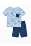 Lcw Kids Blue Crew Neck Boy Pajamas Set