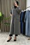 Bengü Tunic Gray Pull-On Buttoned Hijab Long Tunic