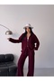 Hooded Double Zippered Hair Knitting Knitwear Set - 4