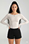 Women's Beige Ultra Soft Boat Neck Long Sleeve Blouse - 5