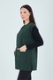 Women's Khaki V-Neck Buttoned Pocketed Wool Mother Knitwear Vest - 7