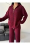 Hooded Double Zippered Hair Knitting Knitwear Set - 7