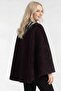 4937- Peter Pan collar Belted Plush Fabric Poncho - 5