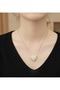 Steel Necklace with Big Gold Heart Motif with Silver Color Chain