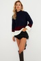 Women's Navy Blue Color Block Sweater Be309 - 2