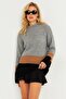 Women's Gray Color Block Sweater Be309 - 2