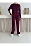 Women's Modal Tracksuit Set with White Stripes on the Sides - Lightweight Stretch Fabric Flexible Set 2577 - 2