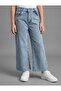 Girl's Thick Stretch Fabric Elastic Waist Stoned Denim Trousers