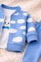 Cloud Patterned Zippered Baby Set 100% Cotton Blue Set of 3 (Jacket + T-Shirt + Bottoms) - 4