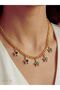 Green Stone Gourmet Chain Floral Steel Women's Necklace Premium Modern - 5